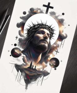 jesus-love-tattoo-surrealism-floating-elements-for-scapula – tattoo design ideas free ai generated – Gallery: jesus-inkby-ai
