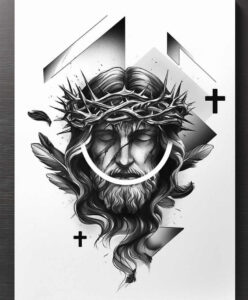 jesus-life-tattoo-neotraditional-rich-blacks-for-calf – tattoo design ideas free ai generated – Gallery: jesus-inkby-ai