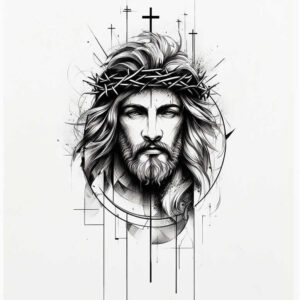 jesus tattoo design ideas Realism detail accuracy biblical for spine