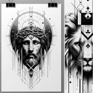 jesus tattoo design ideas ornamental biblical scenes shows determination
