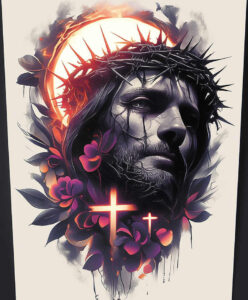 jesus tattoo design ideas strong outlines blessing for chest