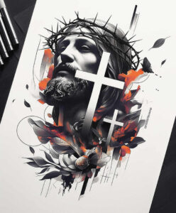 jesus tattoo design ideas Surrealism unearthly compassionate for lower arm