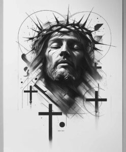 jesus tattoo design ideas textured fills cross for upper back