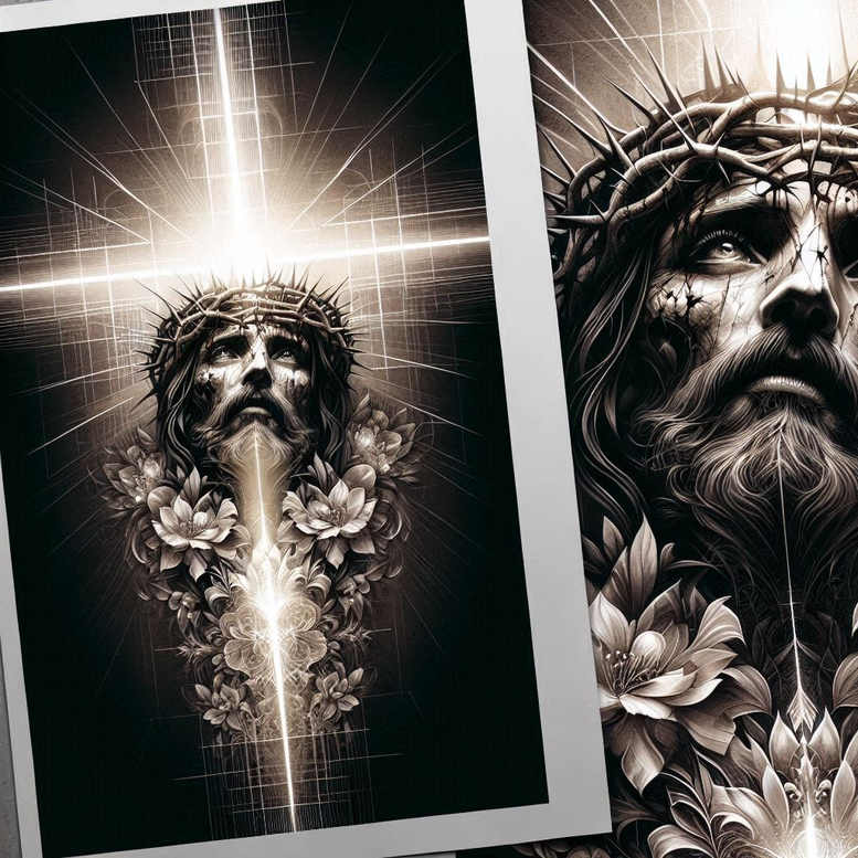 jesus tattoo design ideas precise lines divine love for hand