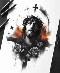 jesus tattoo design ideas Realism perfect proportions divine presence for hip