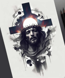 jesus tattoo design ideas Realism textured skin divine presence for shoulder