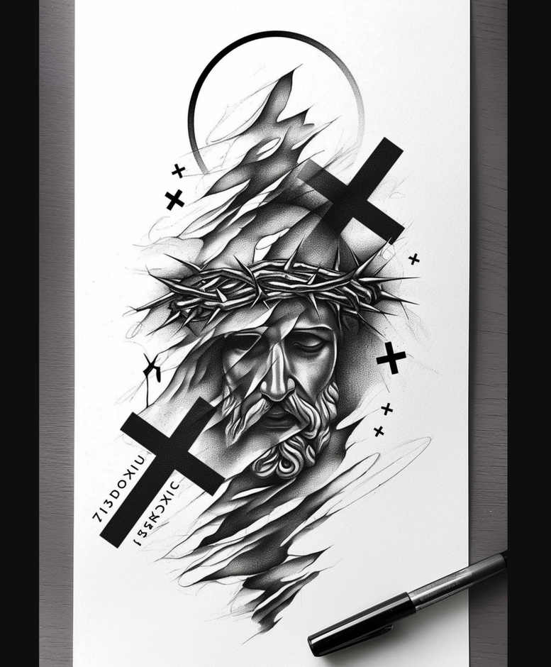 jesus tattoo design ideas color blending holy spirit for triceps