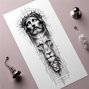 jesus tattoo design ideas wide-angle peaceful symbol of strength