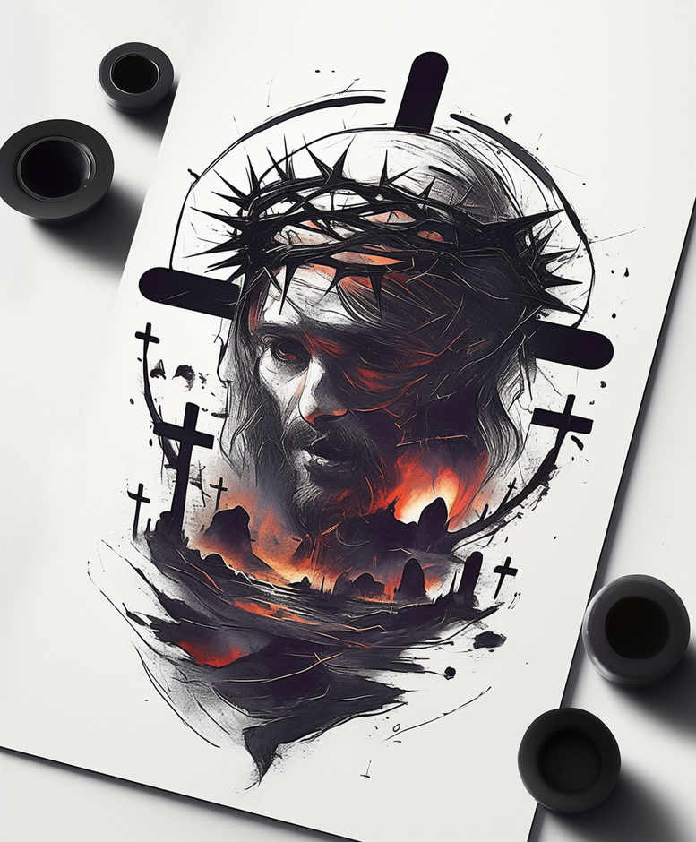 jesus tattoo design ideas refined lines prayer for foot