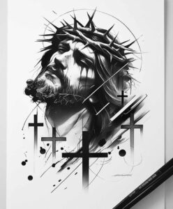 jesus tattoo design ideas Surrealism esoteric prayer shows strength