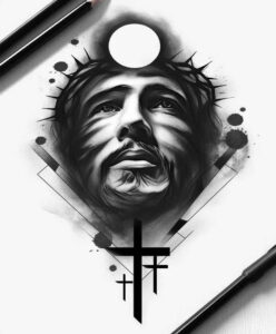 jesus tattoo design ideas bold prayerful for shoulder blade