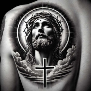 jesus tattoo design ideas minimalist sacred aura symbolising perseverance