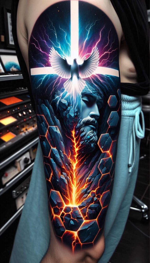 jesus tattoo design ideas natural blush sacred for shoulder blade