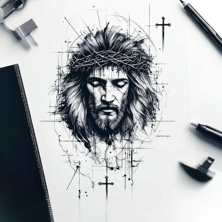 jesus tattoo design ideas vivid detail spiritual for ribs
