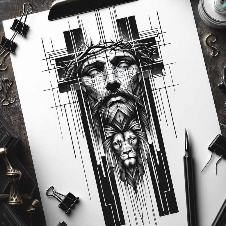 jesus tattoo design ideas ornate spiritual power embodying strength