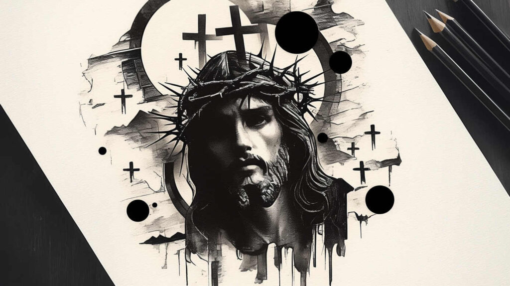 jesus tattoo design ideas hyperrealistic spiritual power for biceps