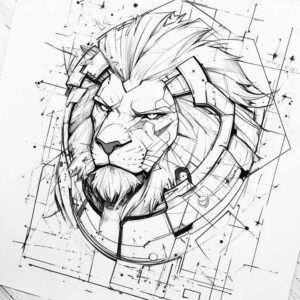 lion-with-stars – tattoo design ideas free ai generated – surrealism-subconscious-themes – for-fingers – Gallery: lions-inkby-ai