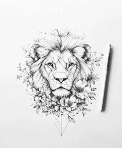 lion-with-tenderness – tattoo design ideas free ai generated – neotraditional-modern-classic – for-wrist – Gallery: lions-inkby-ai