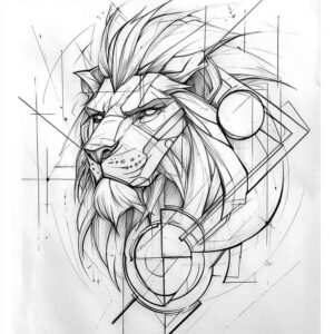 mystical-lion – tattoo design ideas free ai generated – surrealism-mysterious – for-toe – Gallery: lions-inkby-ai