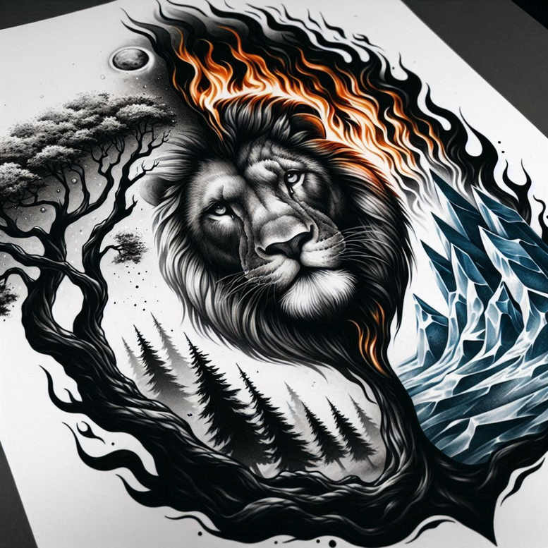 lions tattoo design ideas layered color fierce gaze for upper shoulder
