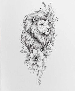 lions tattoo design ideas Surrealism hallucinogenic naturalistic stands for endurance