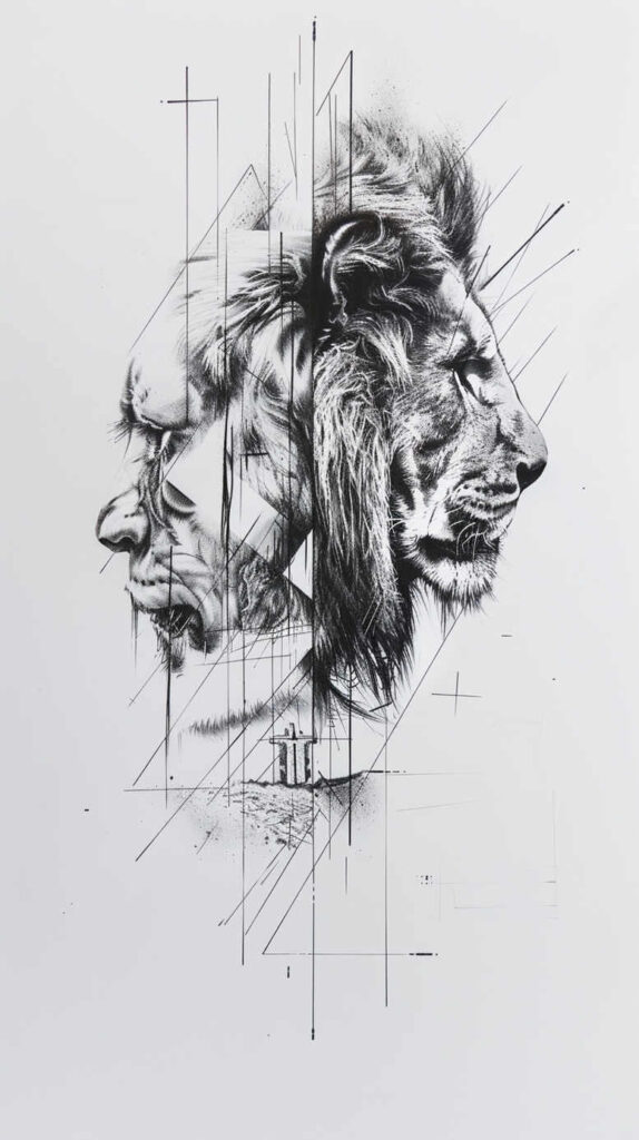 lions tattoo design ideas Surrealism disorienting protective for abdomen