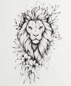 lions tattoo design ideas fine-line strong for toe