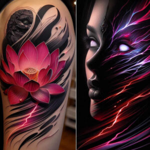 lotus-as-talisman – tattoo design ideas free ai generated – empty-space – for-behind-ear – Gallery: lotuses-inkby-ai