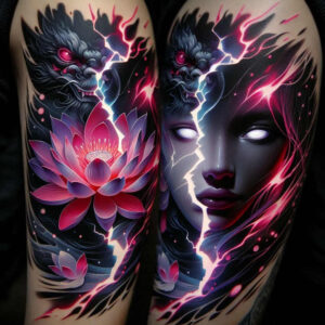lotus-spirituality-symbol – tattoo design ideas free ai generated – miniature – for-upper-thigh – Gallery: lotuses-inkby-ai