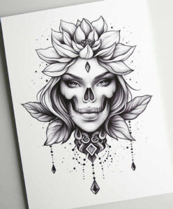 lotus-with-petals – tattoo design ideas free ai generated – compact – for-knee – Gallery: lotuses-inkby-ai