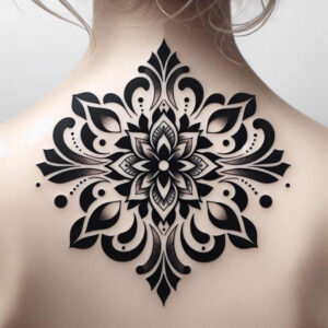 artistic-swirl – tattoo design ideas free ai generated – kaleidoscope – for-temple – Gallery: mandalas-and-similar-inkby-ai