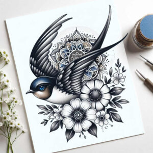 decorative-ring – tattoo design ideas free ai generated – circular-lace – for-behind-ear – Gallery: mandalas-and-similar-inkby-ai