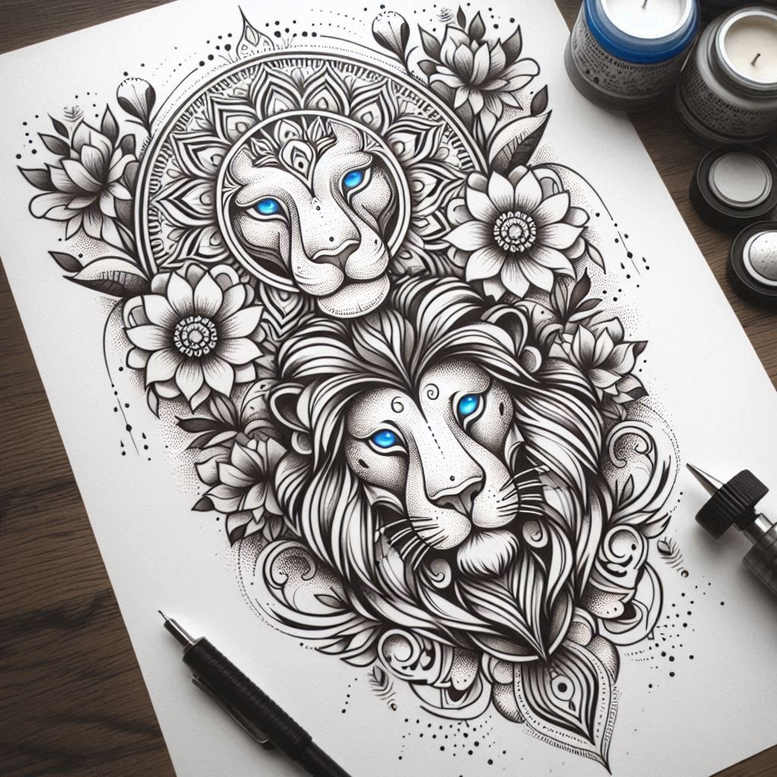 decorative-ring – tattoo design ideas free ai generated – subtle-fill – for-lower-leg – Gallery: mandalas-and-similar-inkby-ai