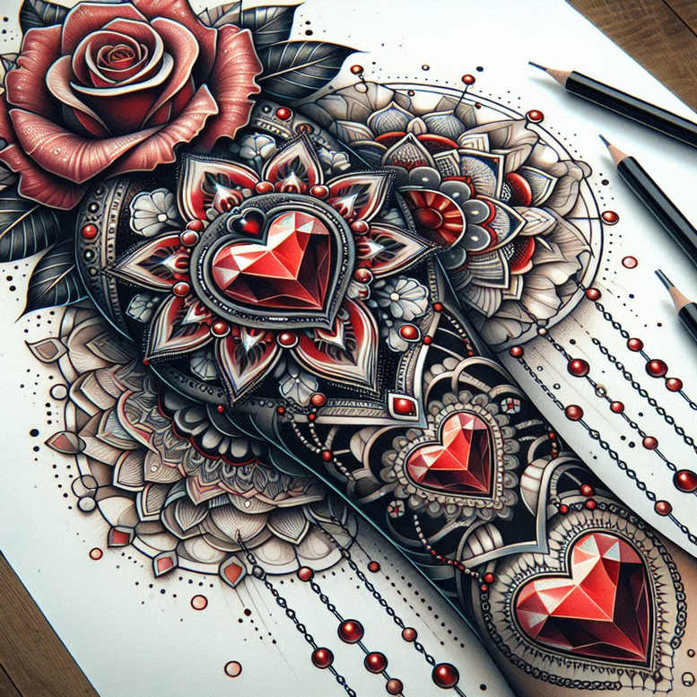 detailed-lines – tattoo design ideas free ai generated – hypnotic – for-inner-arm – Gallery: mandalas-and-similar-inkby-ai