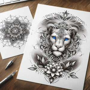 puzzle-pattern – tattoo design ideas free ai generated – unbroken-circle – for-full-back – Gallery: mandalas-and-similar-inkby-ai