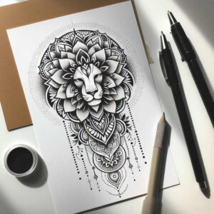 radial-symmetry – tattoo design ideas free ai generated – engraved-motif – for-stomach – Gallery: mandalas-and-similar-inkby-ai