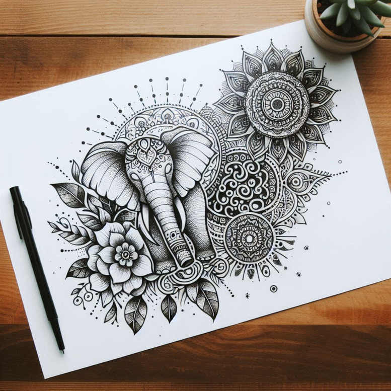 radiant-center – tattoo design ideas free ai generated – centerpiece – for-ribs – Gallery: mandalas-and-similar-inkby-ai