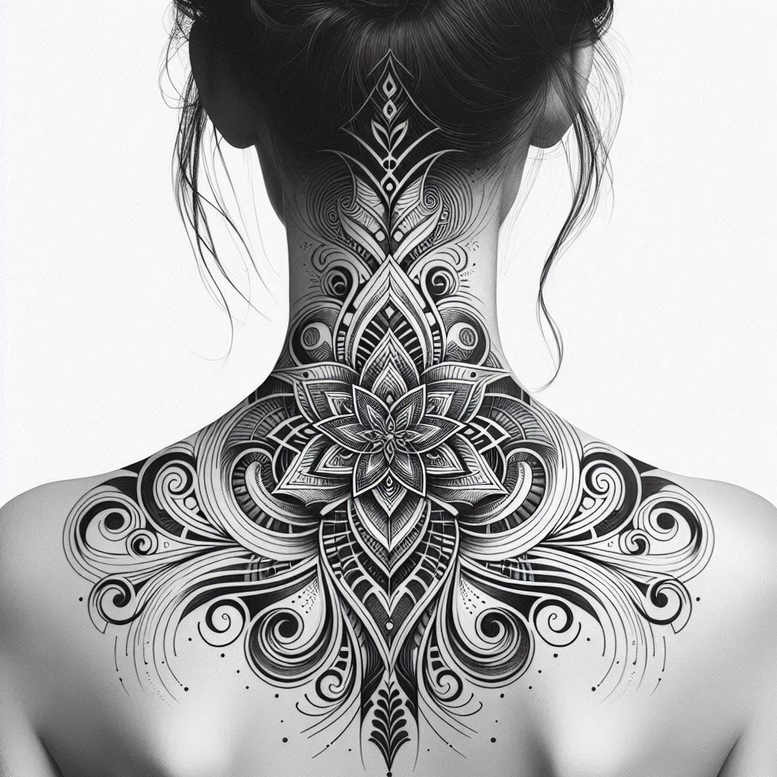 radiating-lines – tattoo design ideas free ai generated – sacred-symbol – for-lower-back – Gallery: mandalas-and-similar-inkby-ai