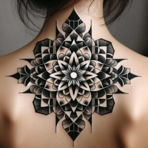 repetition – tattoo design ideas free ai generated – intricate-web – for-spine – Gallery: mandalas-and-similar-inkby-ai