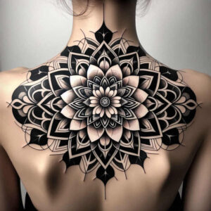 mandalas-and-similar tattoo design ideas radiating lines detailed shapes for upper thigh