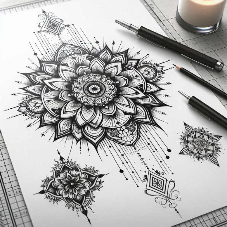 mandalas-and-similar tattoo design ideas mandala tattoo layered for behind ear