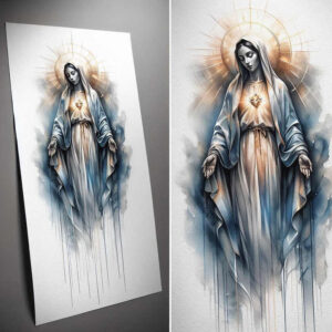 mary-and-spirituality-for-men – tattoo design ideas free ai generated – minimal-grain – for-thigh – Gallery: mary-inkby-ai