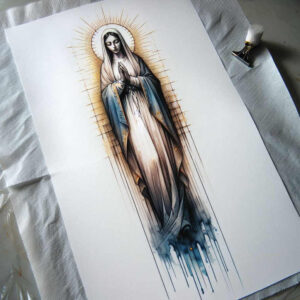 mary-as-symbol – tattoo design ideas free ai generated – skin-texture – for-shoulder-blade – Gallery: mary-inkby-ai