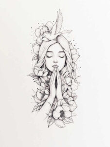 mary-with-light – tattoo design ideas free ai generated – soft-transitions – for-side – Gallery: mary-inkby-ai