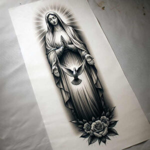 mary tattoo design ideas clean fill caring symbolising courage