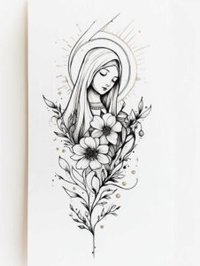 mary tattoo design ideas Realism reflection effect compassionate courage and power