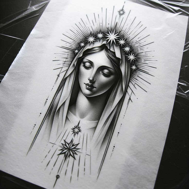 mary tattoo design ideas subtle highlights faith represents strength