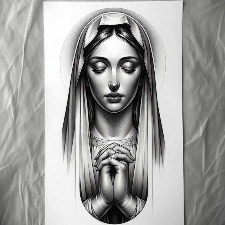 mary tattoo design ideas classic composition grace for lower chest