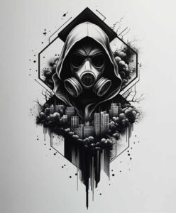 detailed-mask – tattoo design ideas free ai generated – realism-vivid-detail – for-calf – Gallery: masks-inkby-ai