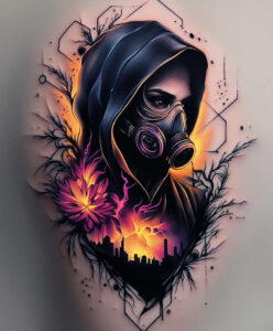 eyes-mask-for-men – tattoo design ideas free ai generated – realism-realistic-contrast – for-upper-back – Gallery: masks-inkby-ai